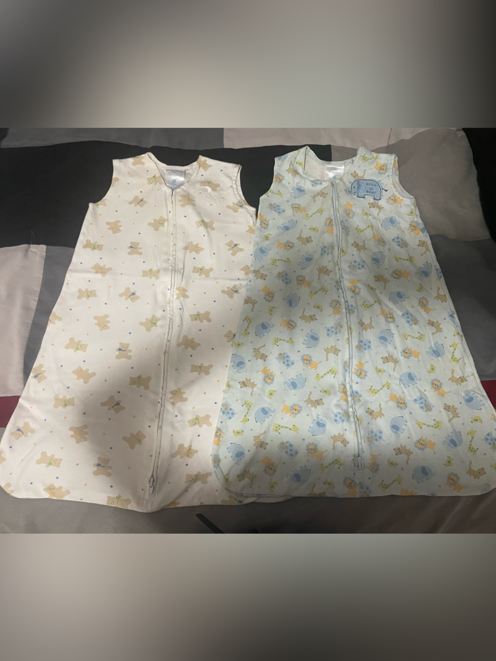 Halo Sleeveless Sleep Sacks - Cream and Light Blue Animal Prints - Picture 1 of 2